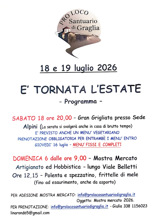 18 luglio 2026 Estate 2026